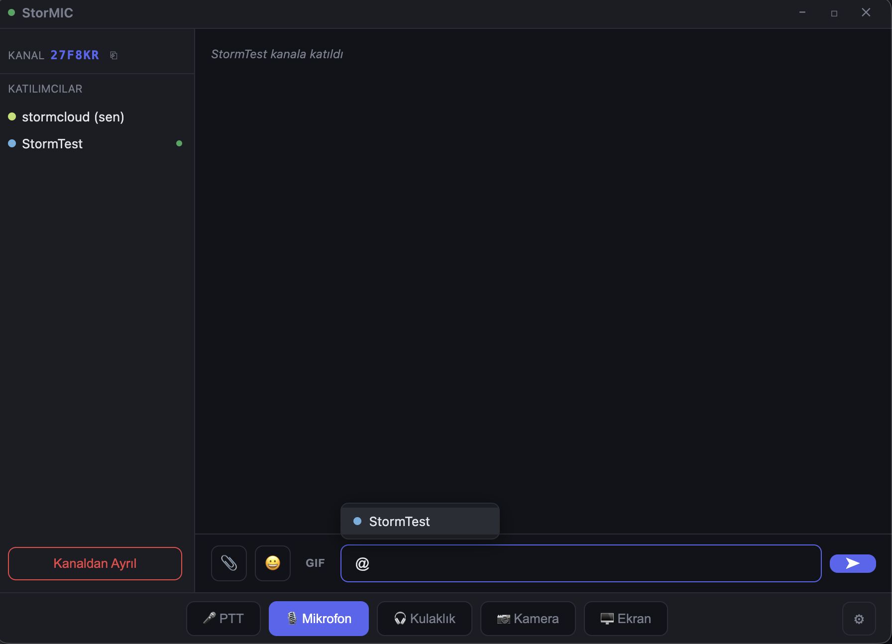 Typing @ in chat brings up the participant list to mention someone